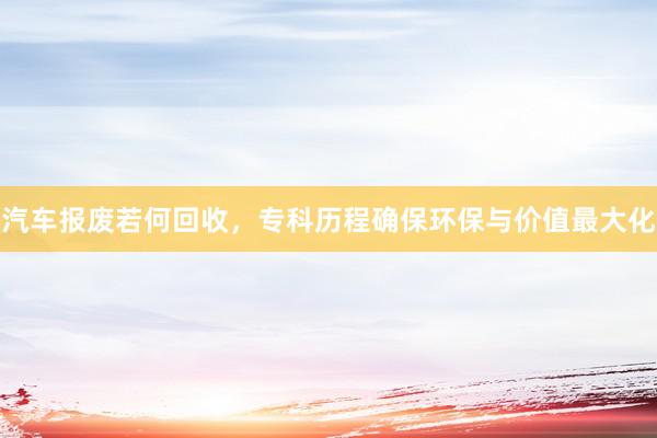 汽车报废若何回收，专科历程确保环保与价值最大化